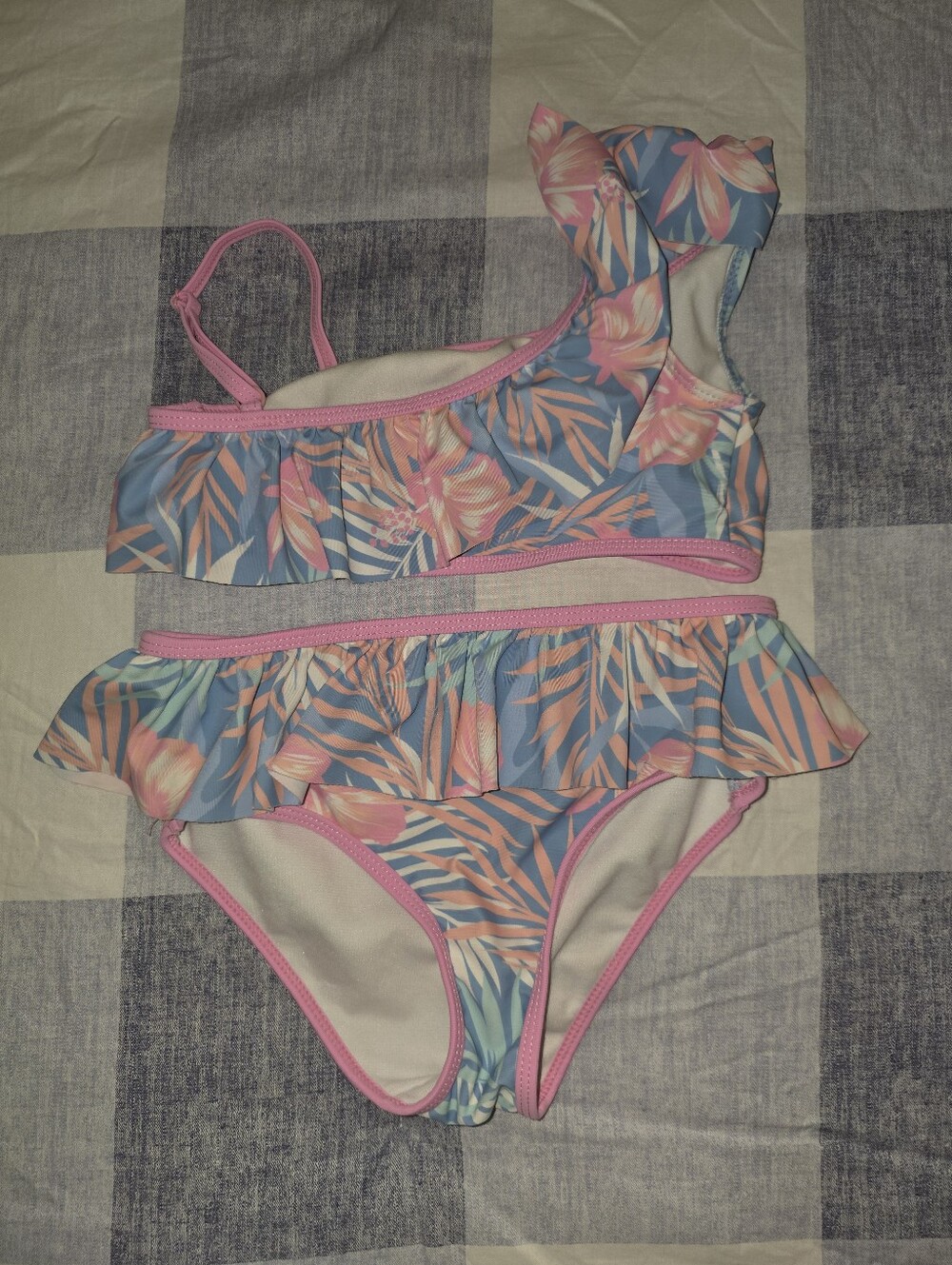 Tommy Bahamas Floral Ruffle Bikini - Pink Blue 8 Like New